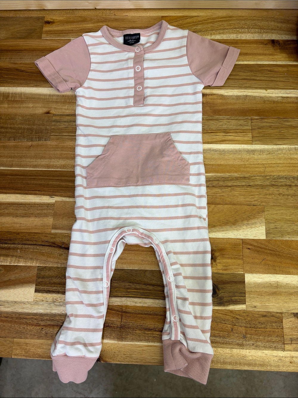 Little Bipsy Pink & White Striped One-Piece Bodysuit
